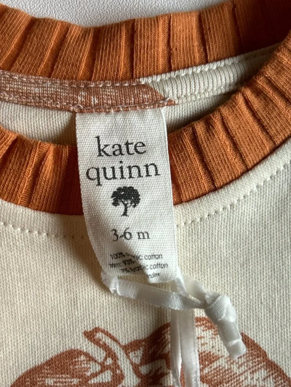 NWT Kate Quinn Pumpkin Ringer Tee 3–6M Organic Cotton